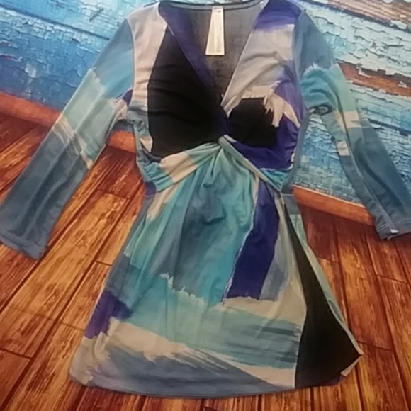 Up Style 3/4 sleeve multi color blouse small - Picture 2 of 4